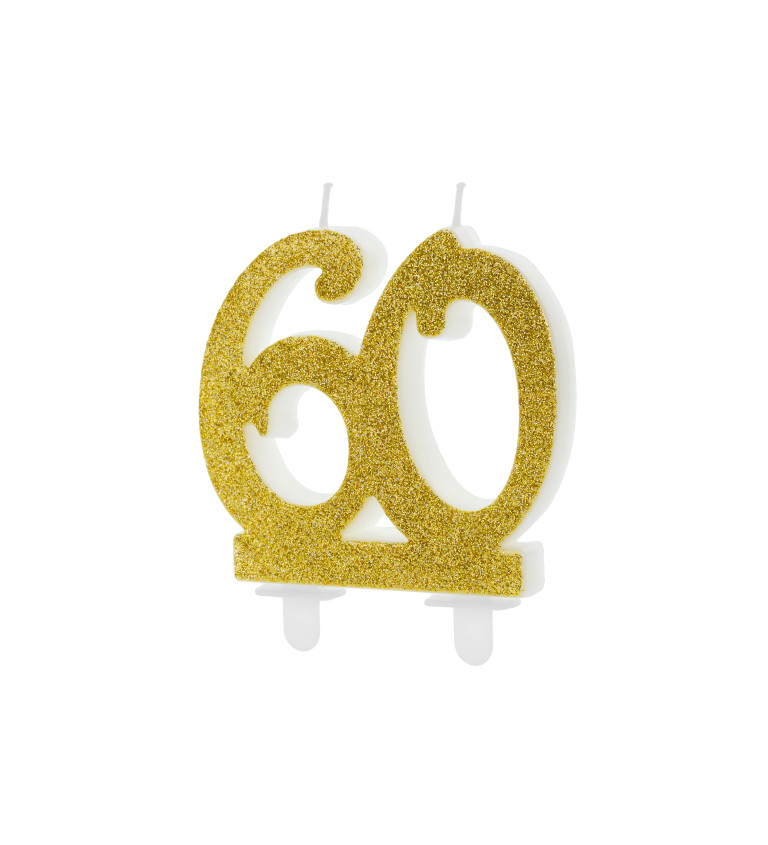 Svíčka - zlatá s číslem 60