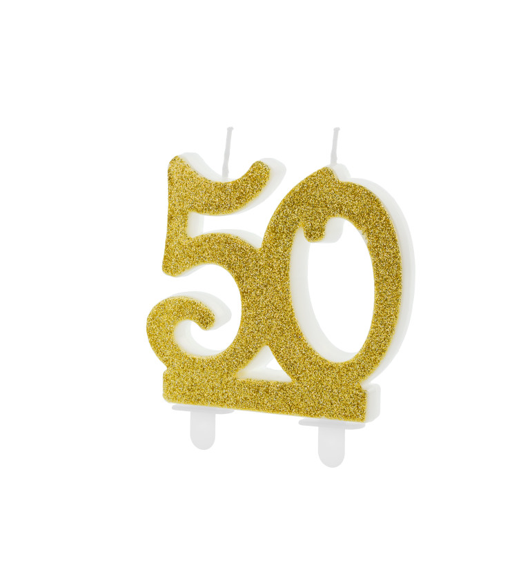 Svíčka - zlatá s číslem 50