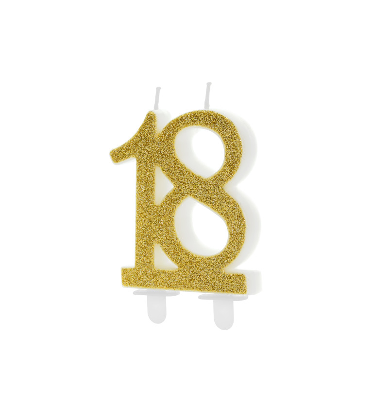 Svíčka - zlatá s číslem 18