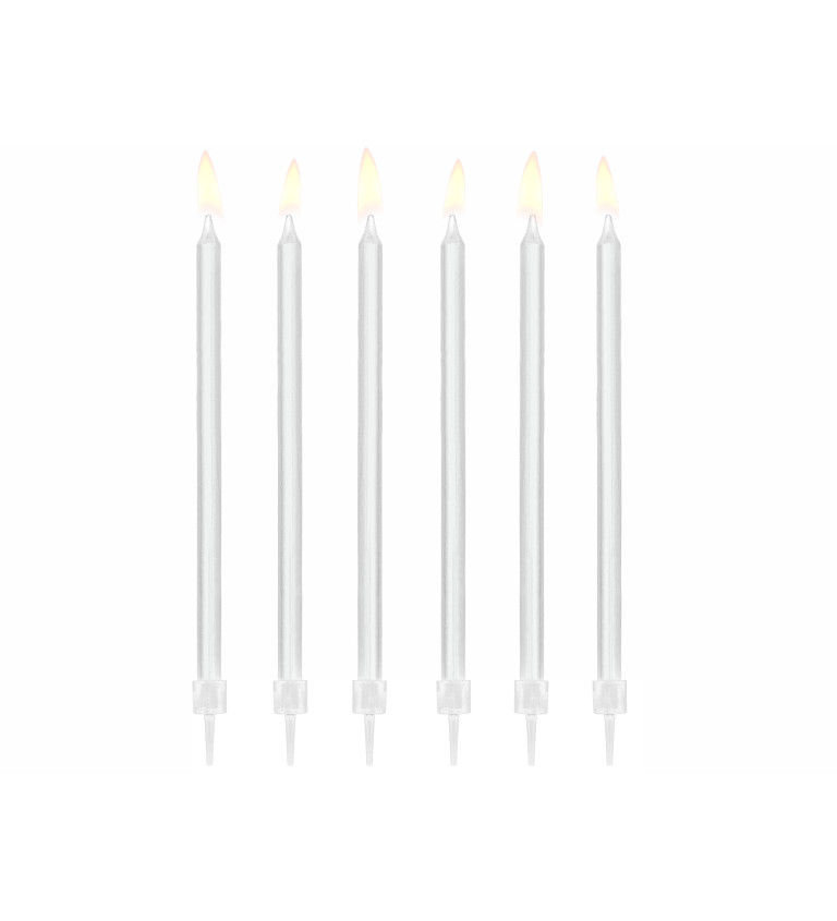 Dortové svíčky - bílé, dlouhé