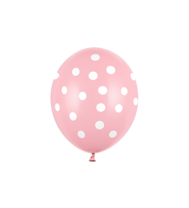 Balónky s bílými puntíky - Pastelově růžové