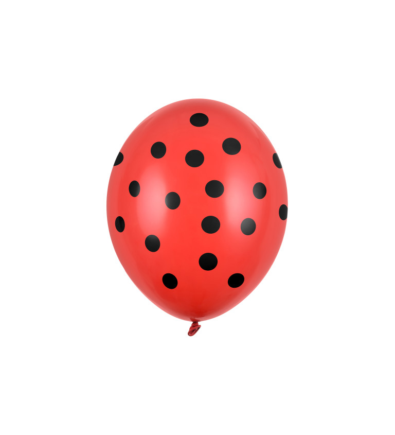 Latexový balónek - červená barva s černými puntíky