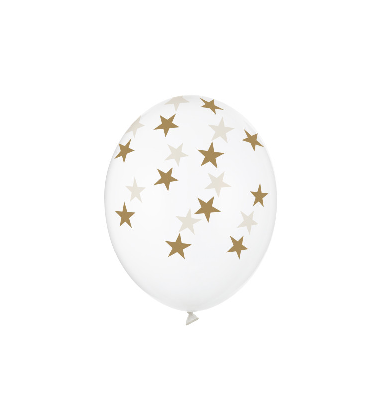 Latexový balónek - zlaté hvězdičky