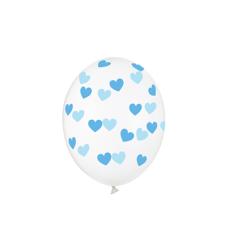 Latexový balónek - modrá srdíčka