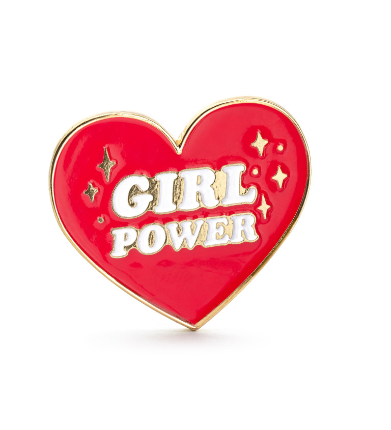 Odznak červený - girl power