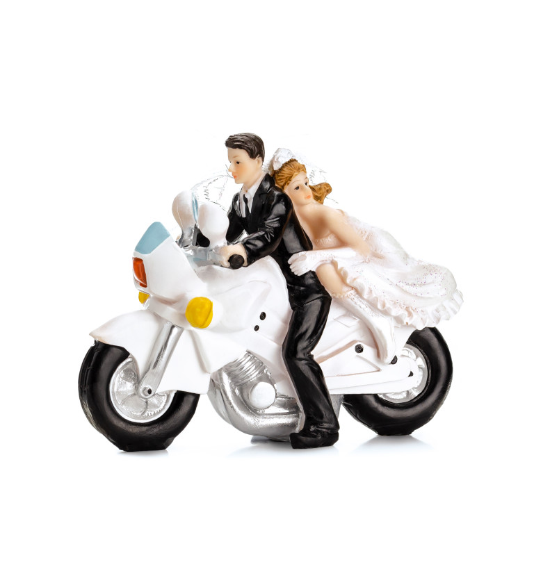 Figurka na dort - Novomanželé na motorce