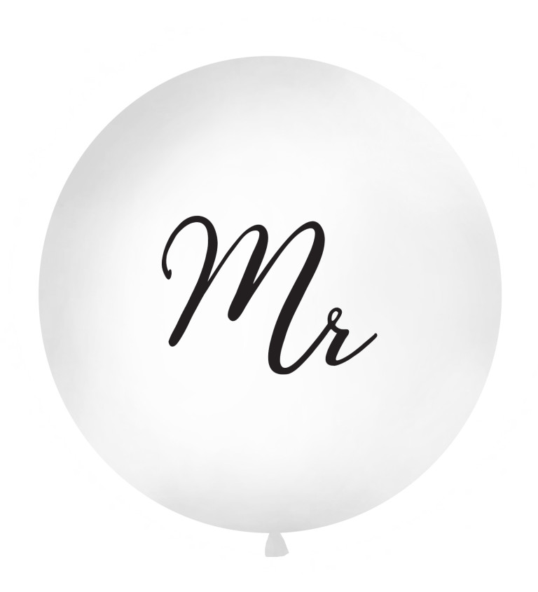 Balónek - bílý, kulatý s nápisem "Mr"