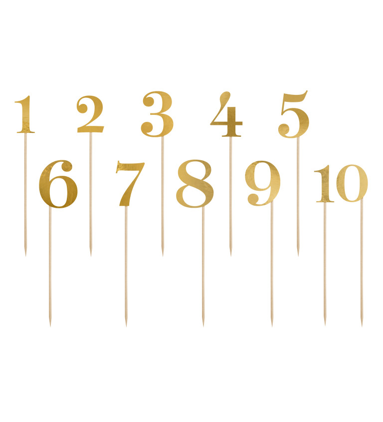 Zapichovací čísla do dortu - zlatá