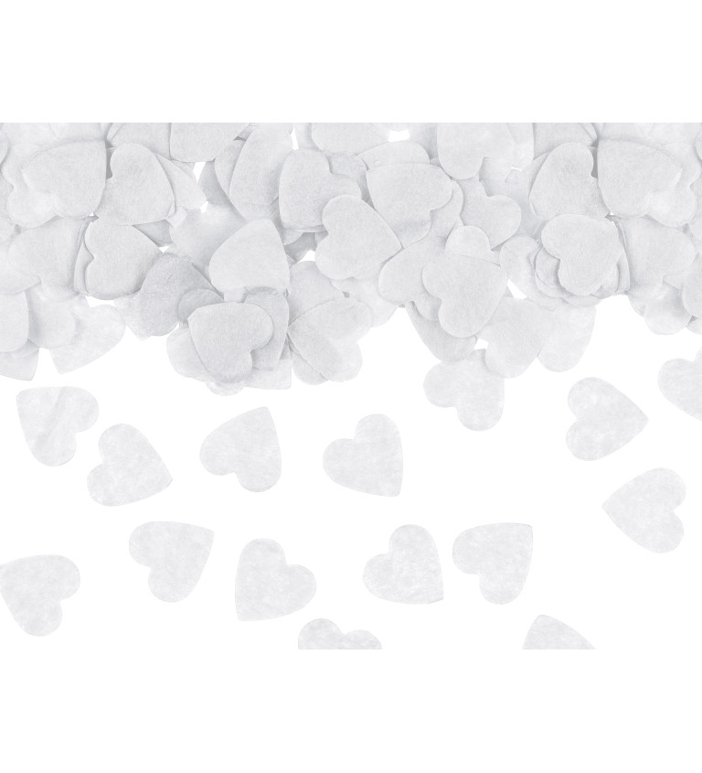 Bílé konfety srdíček