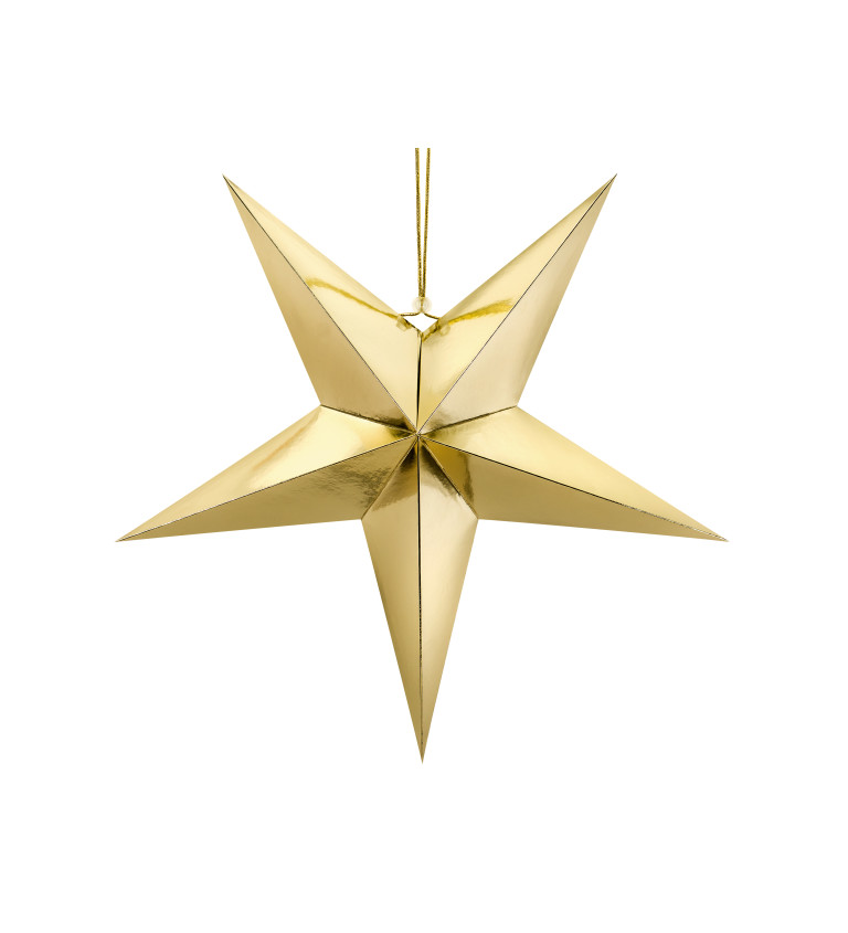 Zlatá papírová hvězda - 70 cm