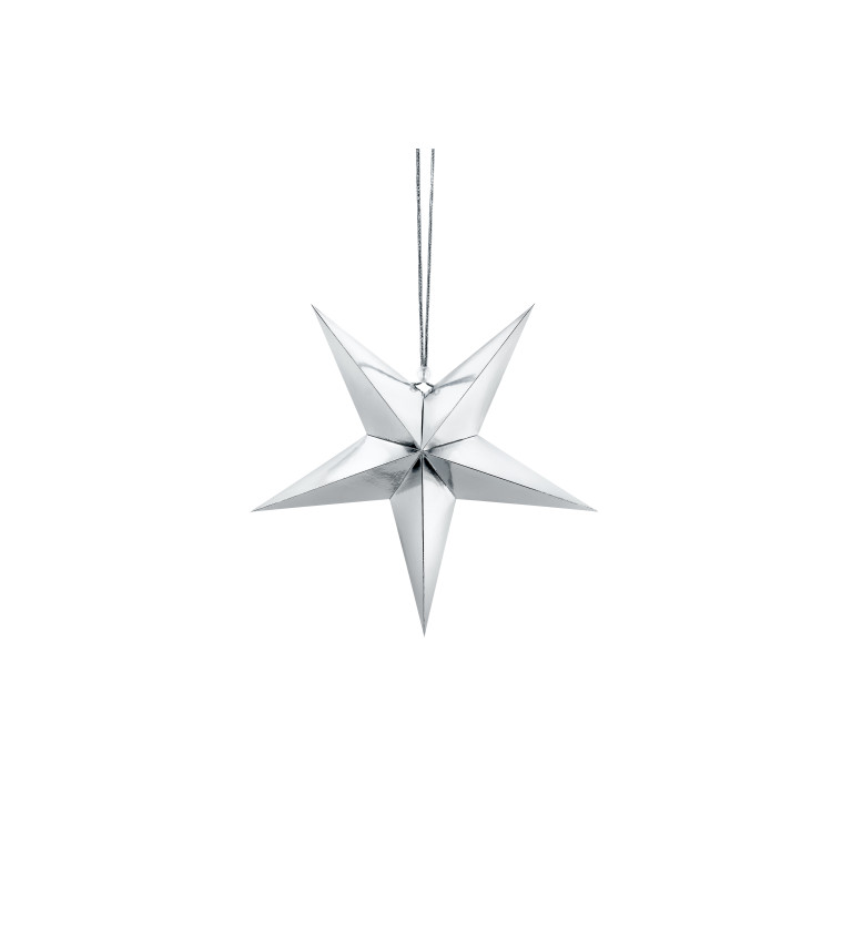 Stříbrná papírová hvězda - 30 cm