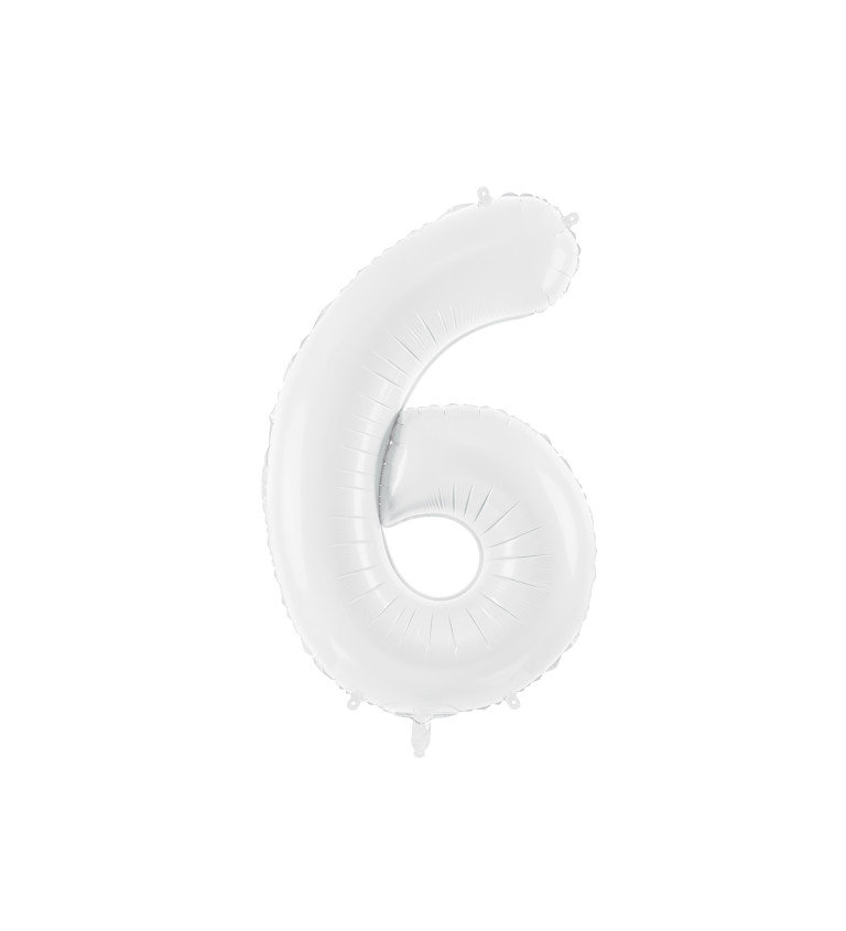 Velký bílý foliový balónek "6"