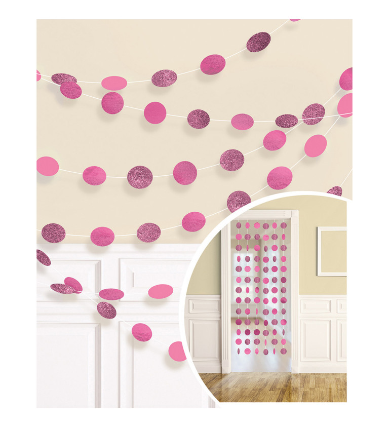 Papírová girlanda s růžovými puntíky