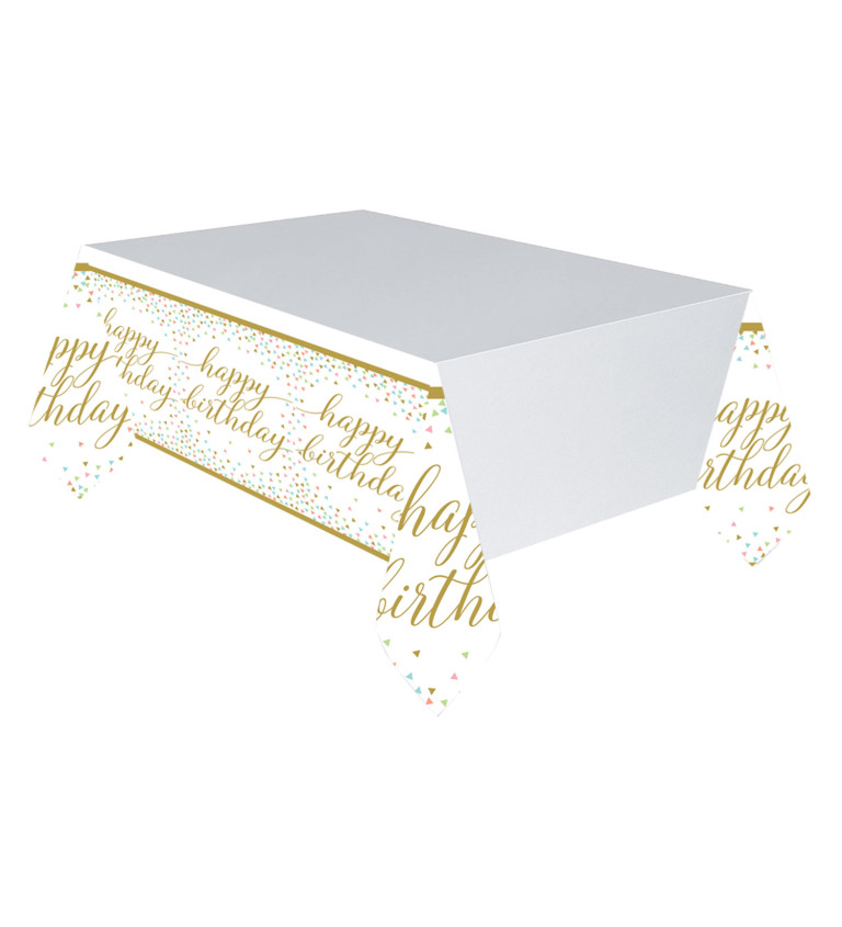Ubrus bílý s nápisem Happy Birthday