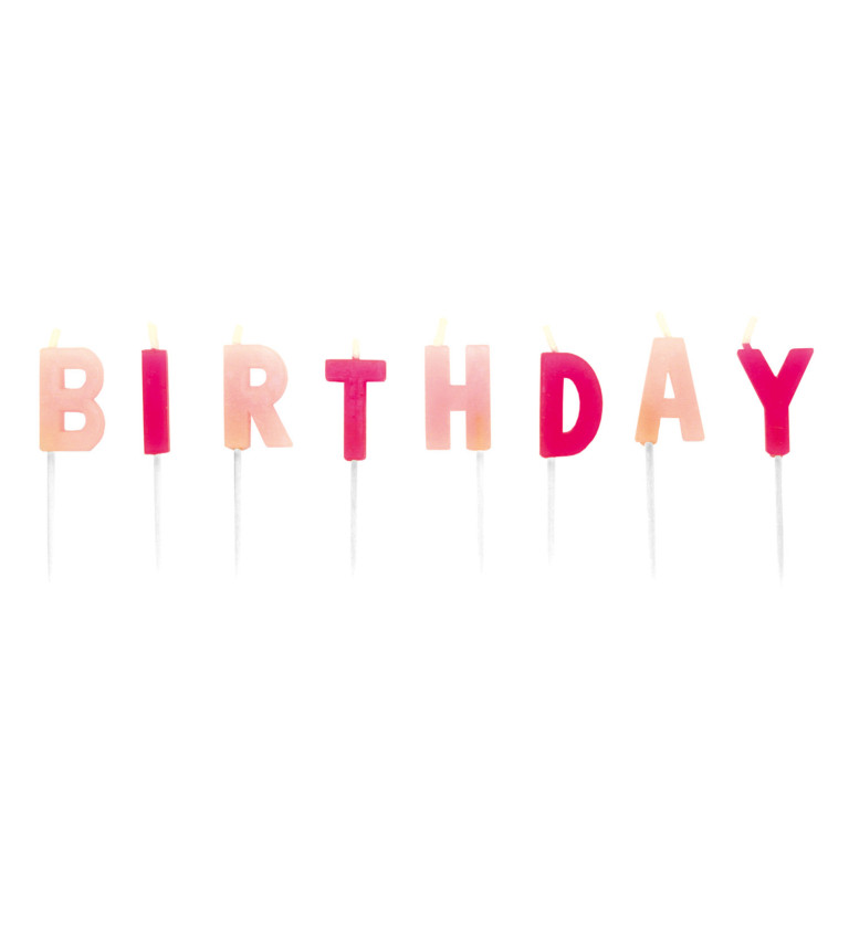 Růžové svíčky na dort - Happy birthday