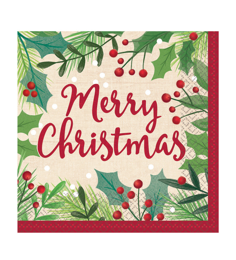 Ubrousky - vánoční s nápisem "Merry Chirstmas"