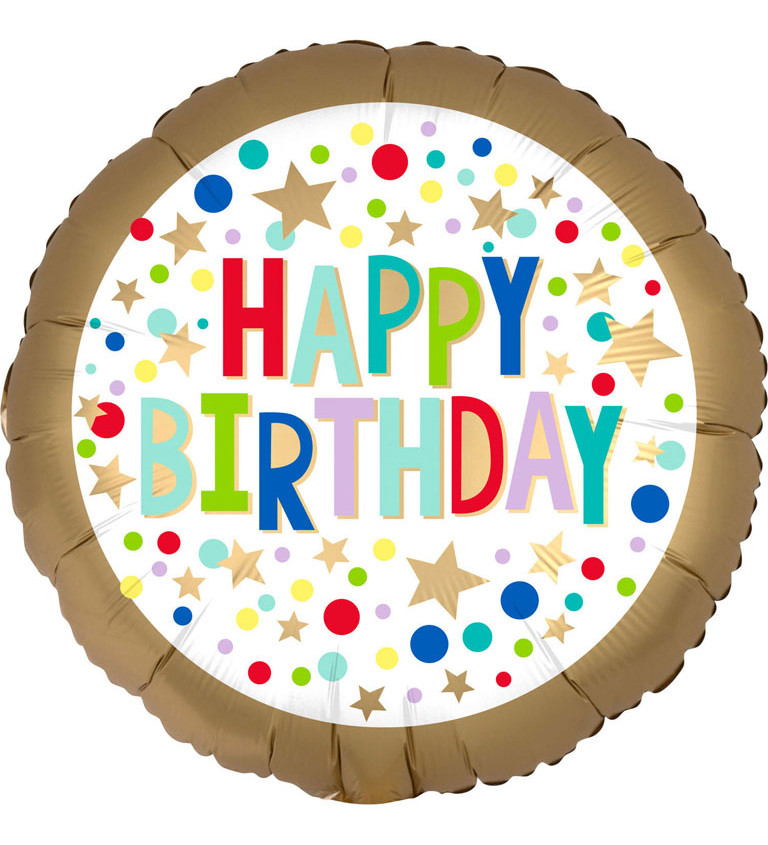 Kulatý balónek s nápisem Happy Birthday