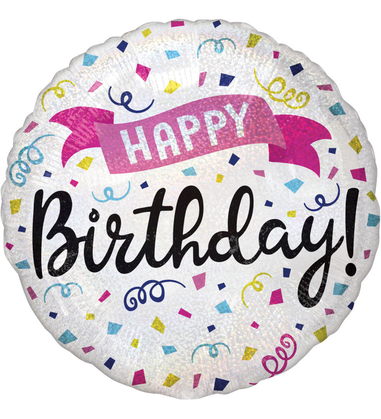 Fóliový balónek v kulatém provedení s nápisem Happy Birthday