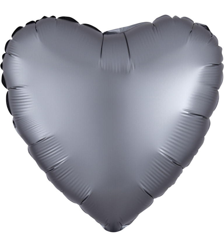 Fóliový balónek ve tvaru srdce - šedý