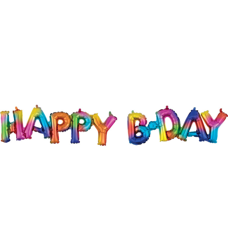 Happy Birthday balón duhový nápis