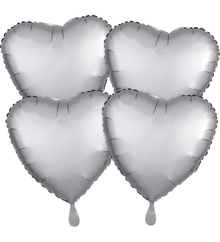 Sada balónků - srdce stříbrná