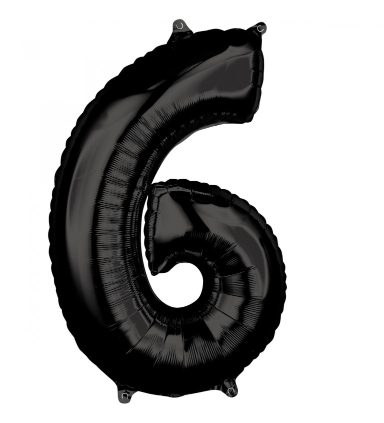 Fóliový balónek - černé číslo 6