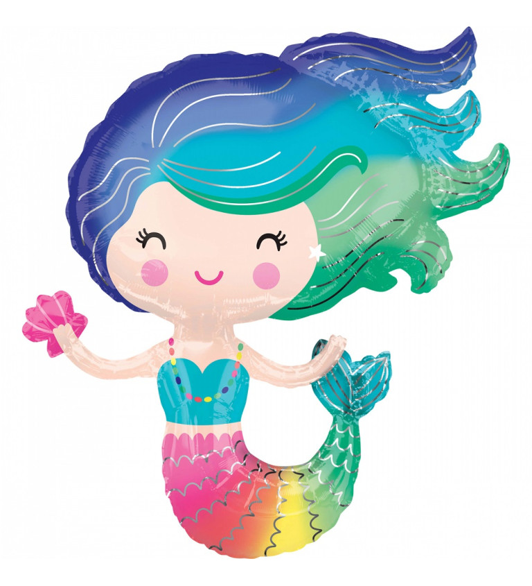 Fóliový balónek - barevná mořská panna