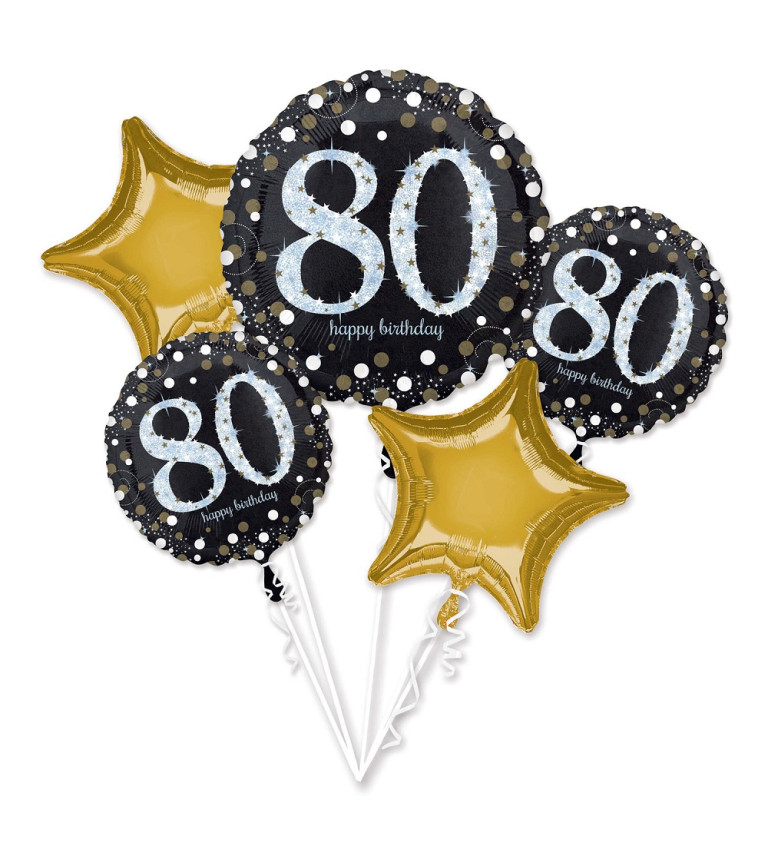 Fóliový narozeninový balónek - sada s číslem 80