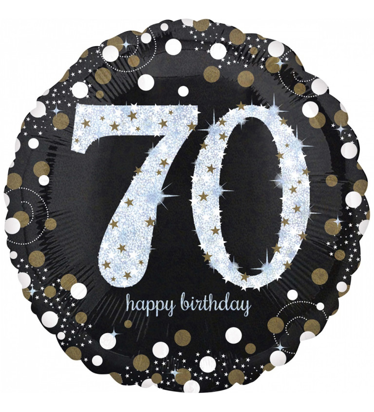 Fóliový narozeninový balónek - černý s číslem 70