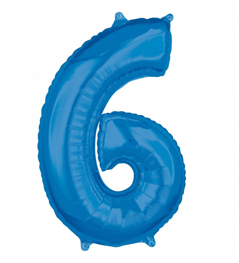 Modrý fóliový balónek čísla 6 - velký