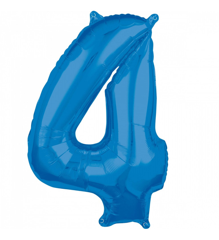 Modrý fóliový balónek čísla 4 - velký