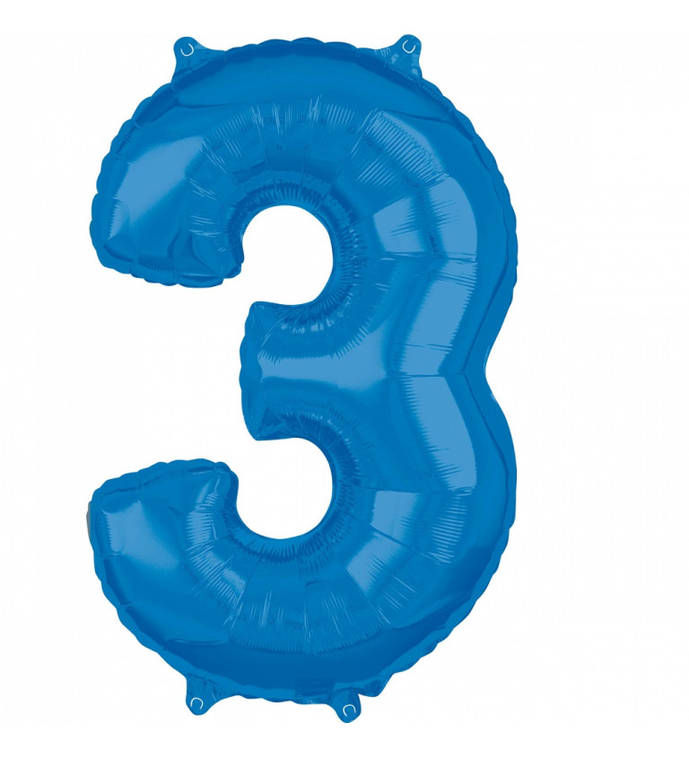 Fóliový balónek - modré číslo 3