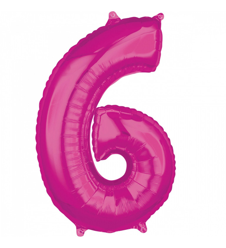 Fóliový balónek - růžové číslo 6
