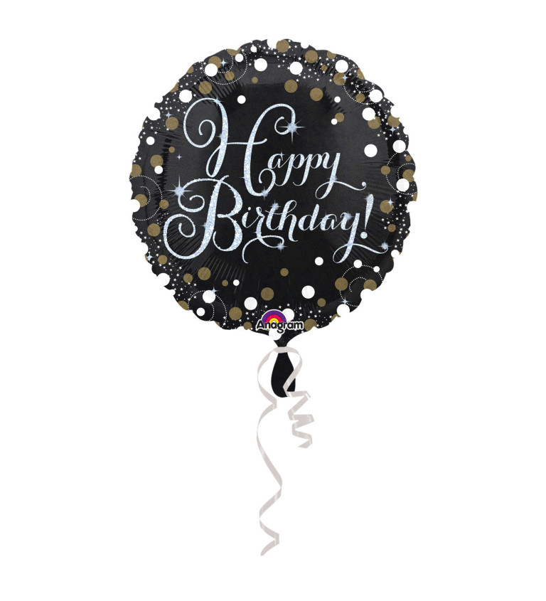 Fóliový narozeninový balónek - kulatý, černý