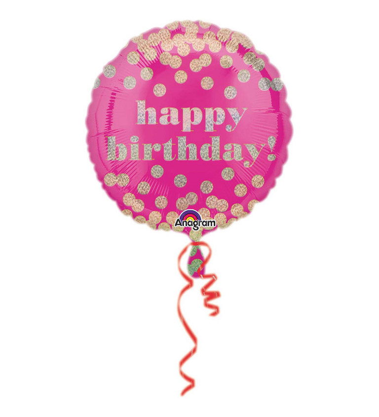 Fóliový narozeninový balónek - růžový, kulatý
