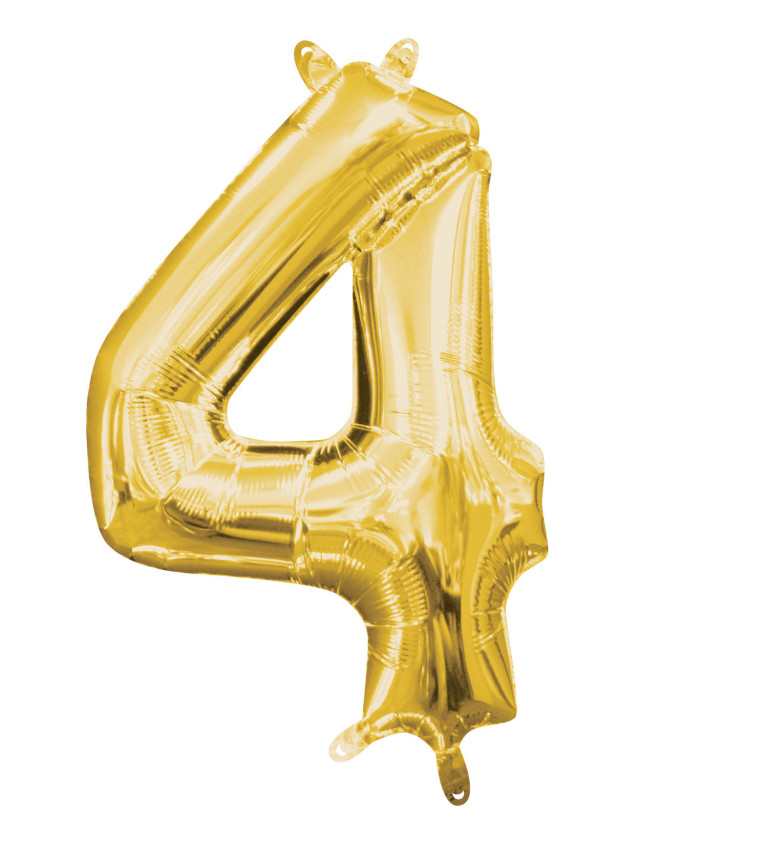 Malý zlatý fóliový balónek "4"