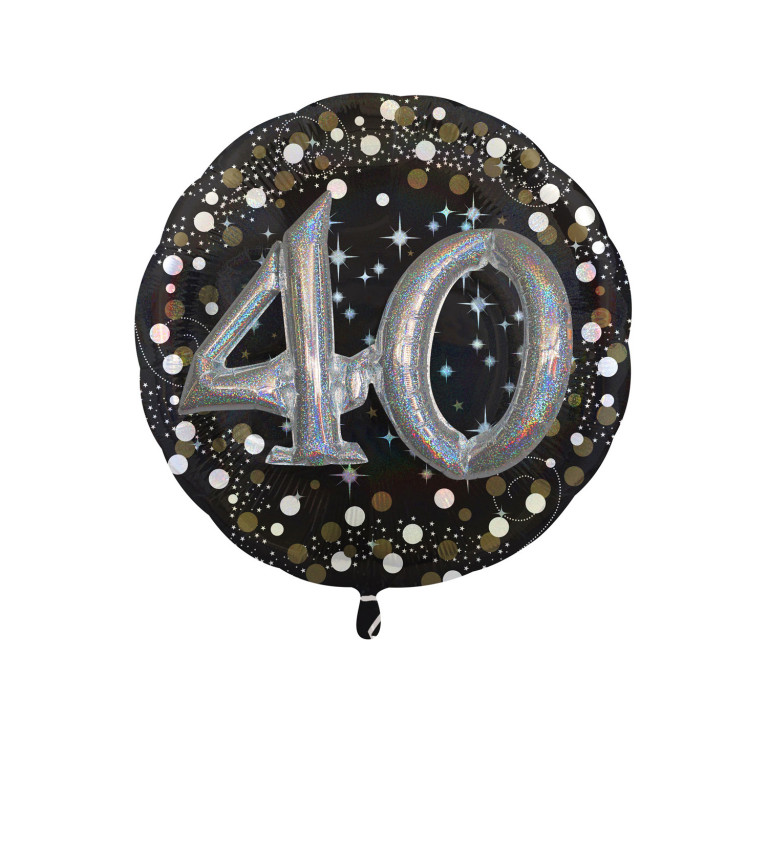 Fóliový narozeninový balónek - černý s číslem 40