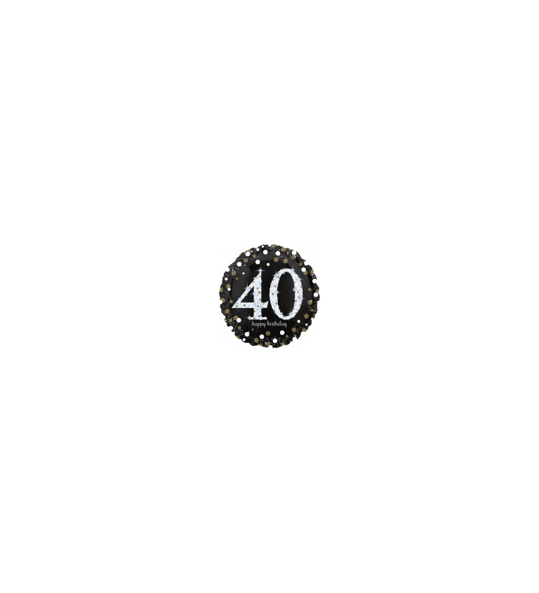 Fóliový balónek - kulatý, černý s číslem 40