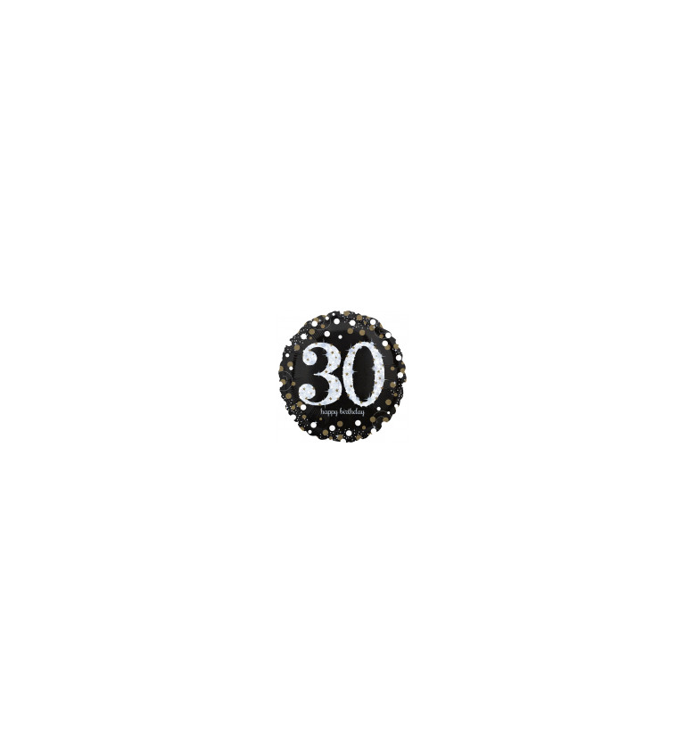 Fóliový narozeninový balónek - černý s číslem 30