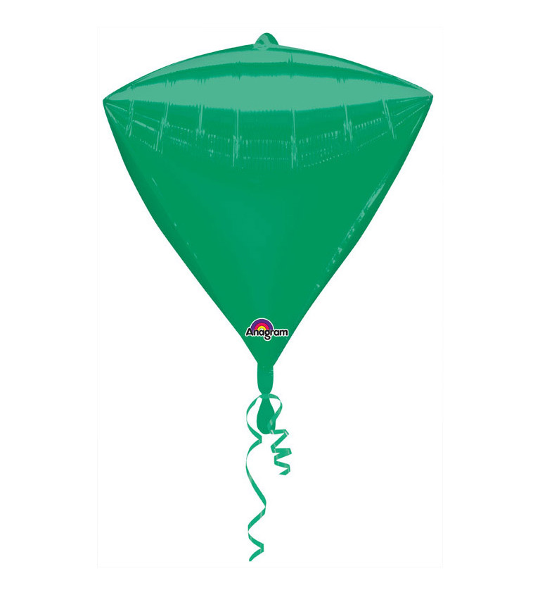 Fóliový balónek ve tvaru diamantu v zelené barvě