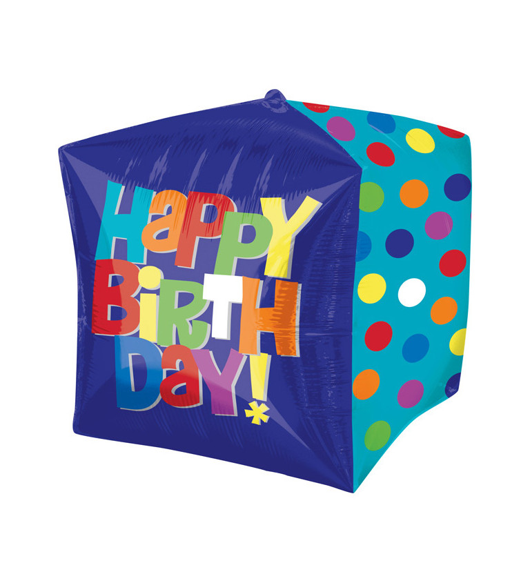 Fóliový balónek - kostka Happy Birthday