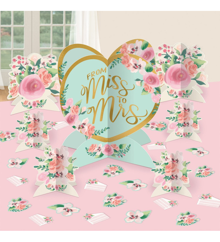 Dekorace na stůl "From Miss to Mrs."