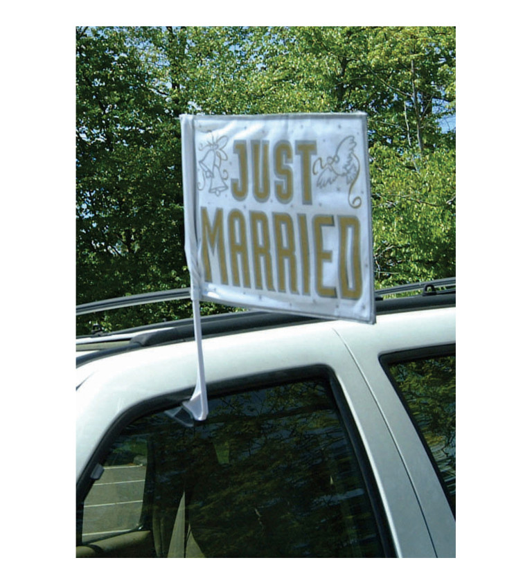 Just married - Vlajka na auto