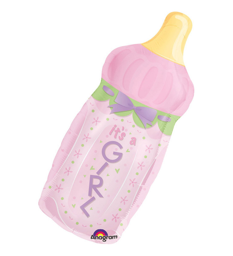 Fóliový balónek - tvar lahvičky s nápisem "It´s a GIRL"