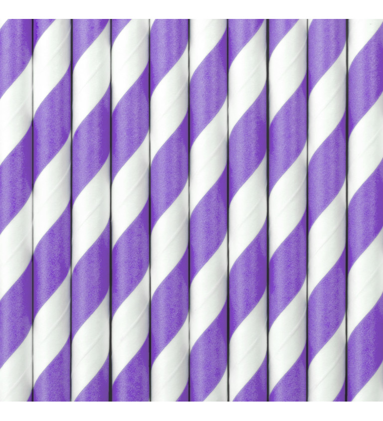 Brčka - papírová, pruhovaná, fialovo-bílá