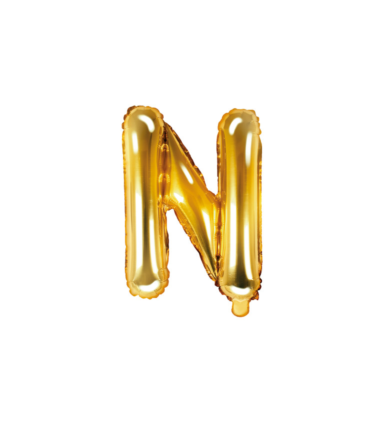 Zlatý fóliový balónek "N" - malý