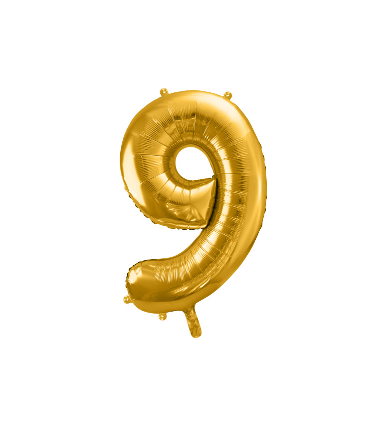 Fóliový zlatý balónek číslo 9