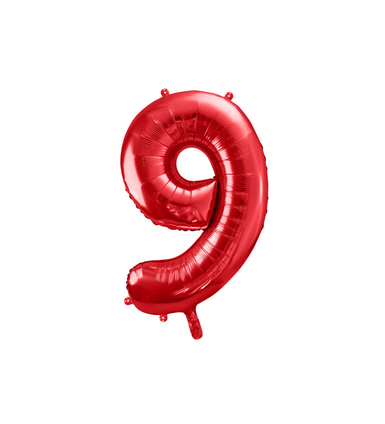 Velký červený foliový balónek "9"
