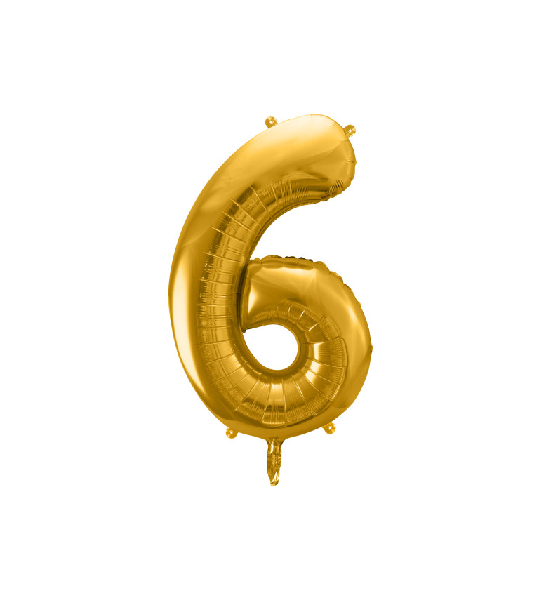 Fóliový zlatý balónek číslo 6
