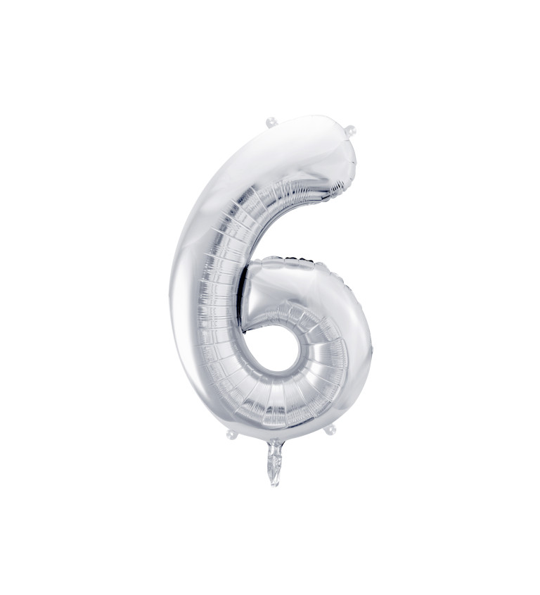 Fóliový stříbrný balónek číslo 6